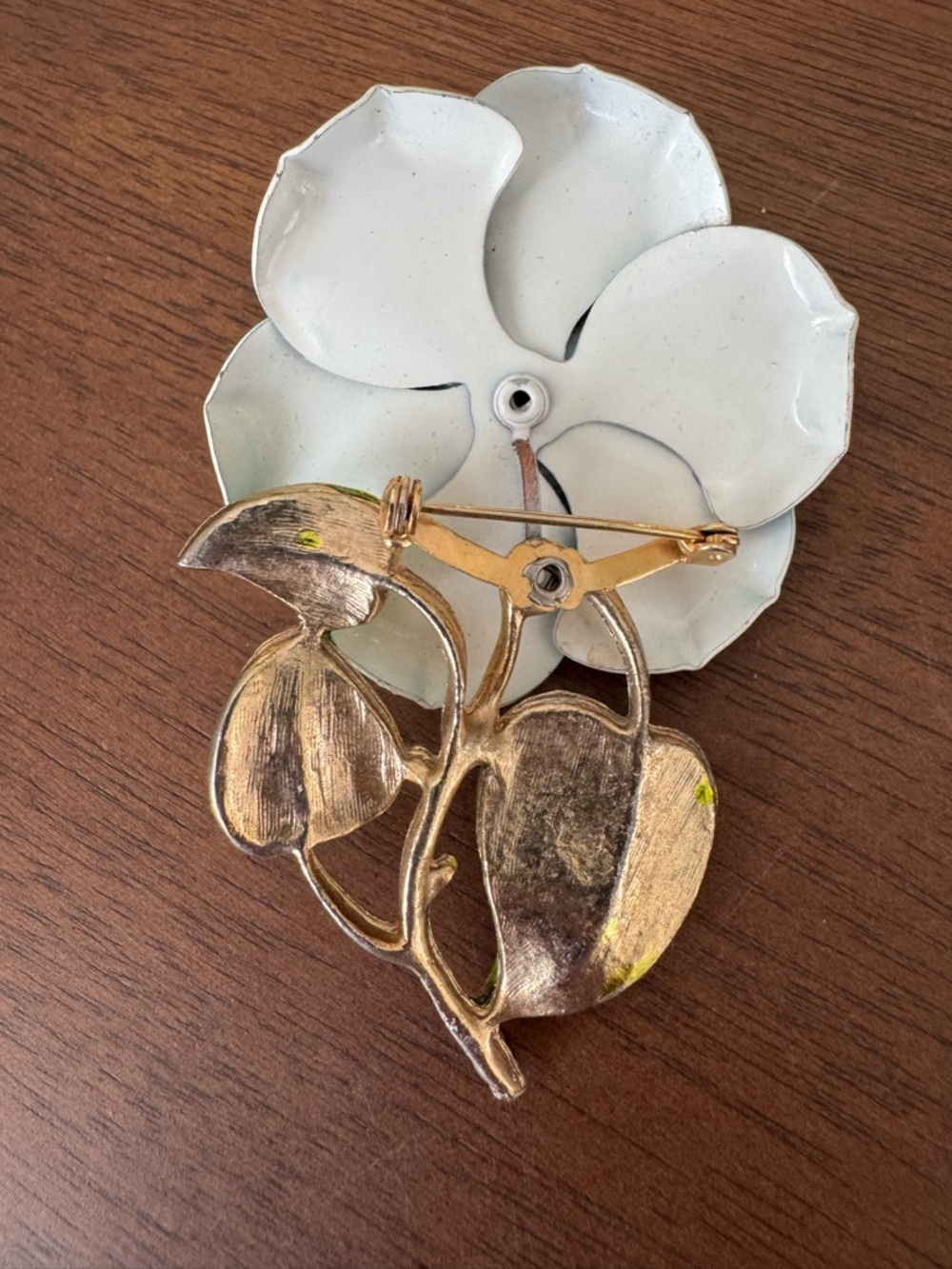 VTG Mid-Century Enamel Metal Flower Brooch - Picture 4 of 4